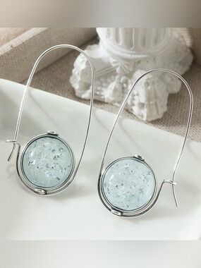 NEW! Sea Glass Effect Silver Drop Earrings. Unique Earrings. 🪼